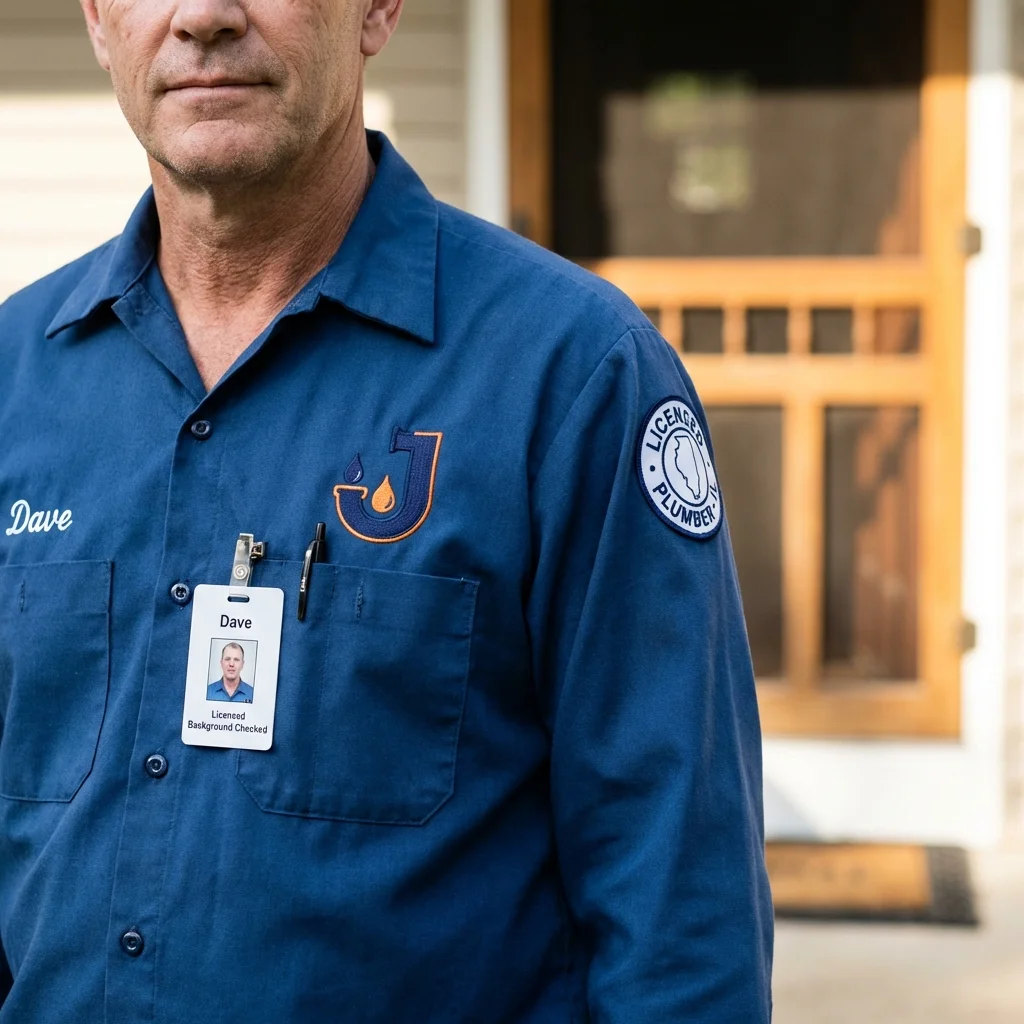 Licensed plumber showing ID badge in Saint Robert, MO