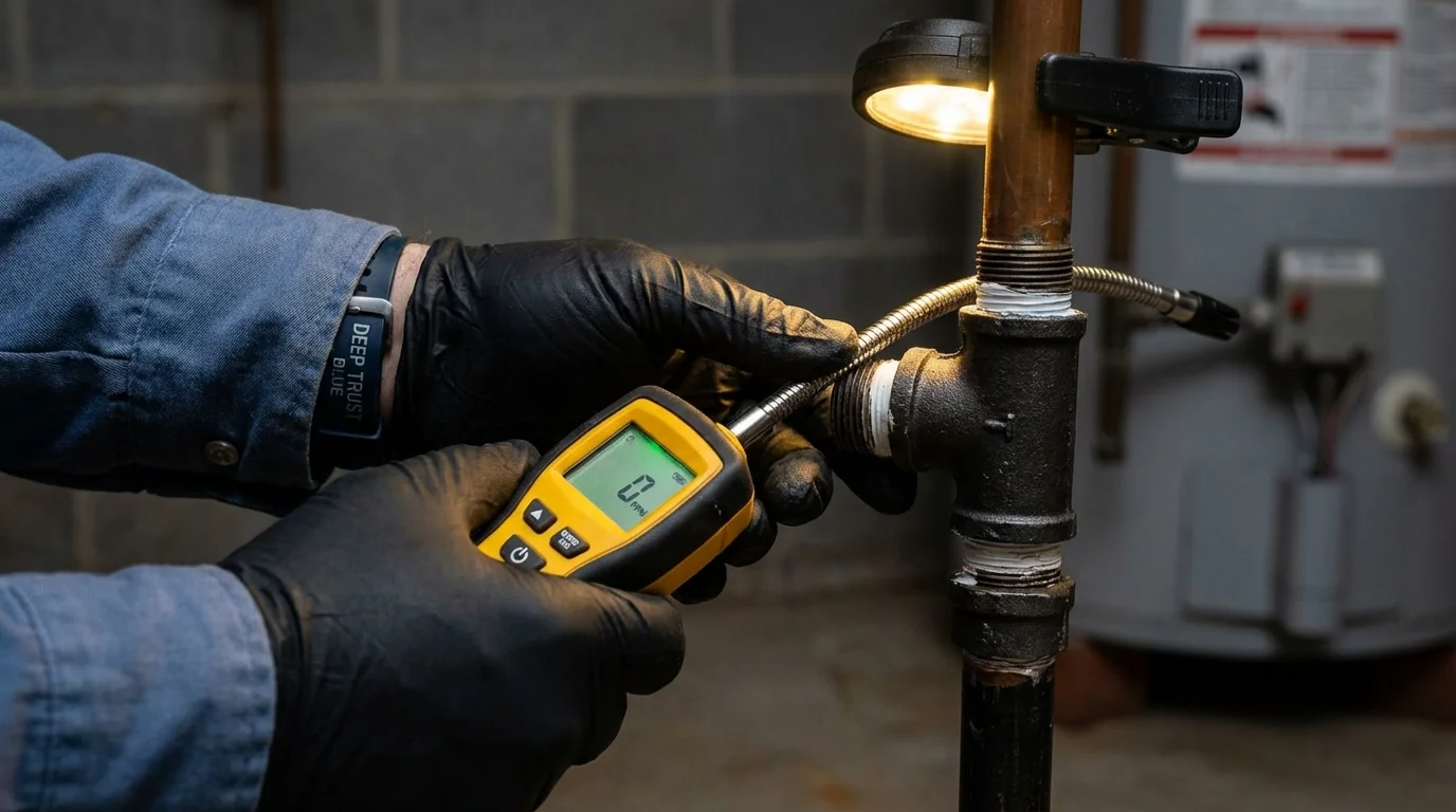 Gas leak detection with electronic sniffer by Johns Plumbing LLC in Saint Robert