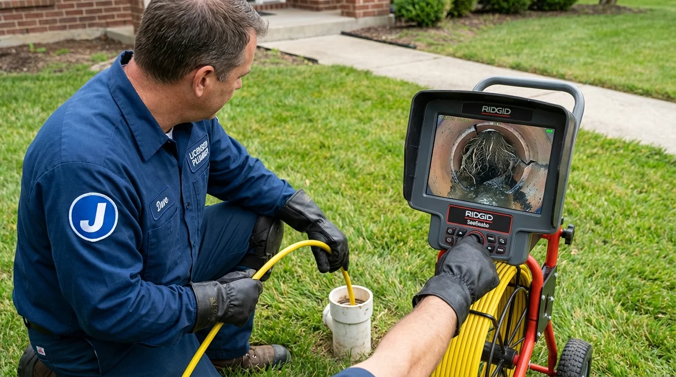 Sewer camera inspection being performed by Johns Plumbing LLC in Saint Robert