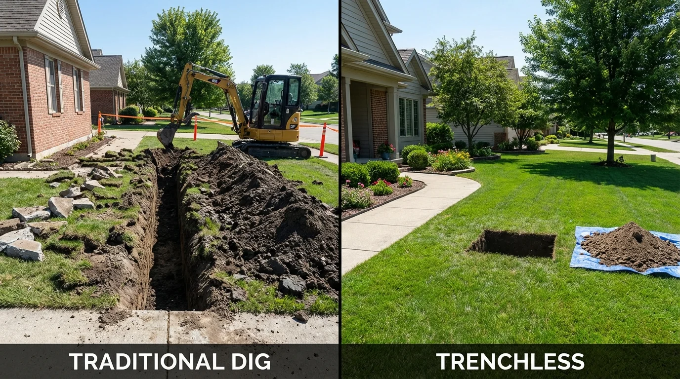 Trenchless sewer repair with minimal yard damage versus traditional excavation in Saint Robert, MO